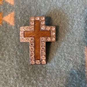 Bling Cowhide Cross Necklace Pendant